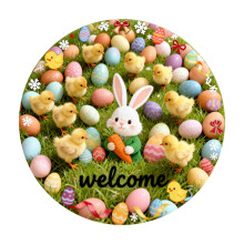 Easter Rug, Round Water-Absorbent Wear-Resistant Doormat for Indoor/Outdoor – 60cm, Spring Home Decor