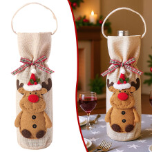 Sac cadeau pour bouteille de vin, housse de bouteille réutilisable en toile de jute avec cordon de serrage, idéale pour les fêtes de Noël, les