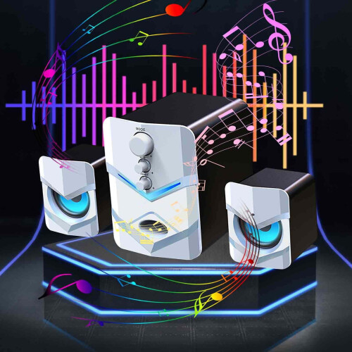 Bluetooth 2.1 Computer Speakers with LED Lights, USB Powered, Compatible with PC/Laptop