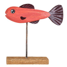 Vintage Wooden Fish Adornment for Home Decor (Red)