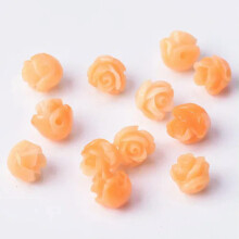 10 piezas de cuentas de resina de coral artificial con forma de rosa de 6 mm, 8 mm y 10 mm para la fabricación de joyas - 10 mm - Naranja amarillento