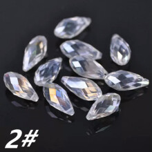 Tropfenförmig facettiertes Kristallglas 12x6mm 16x8mm 20x10mm 25x12mm Lose Anhängerperlen - 2# Klar AB - 20x10mm (10 Stück)