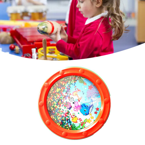 Wave Bead Ocean Drum 10.0in Orange Plastic