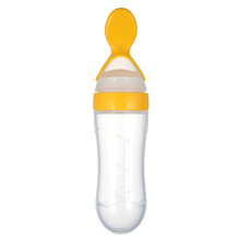 Baby Food Dispensing Squeeze Bottle with Spoon, 30-90ml, Yellow