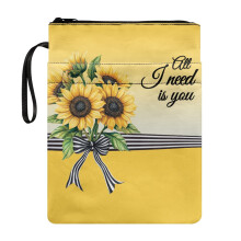 Polyester Fabric Book Organizer Bag Vintage Book Sleeve Protector Pouch Classic Paperbacks Book Lovers Gifts, Sunflower Bouquet
