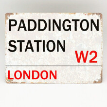 Paddington Station Metal Sign London Street Retro Wall Plaque Vintage Metal Plate Plaque Metal Sign Size: 8 x 12 inch