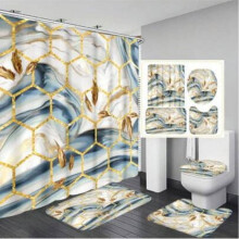 1pc/4pcs Marble Texture Geometric Pattern Bathroom Accessori