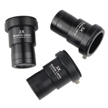 3PCS Barlow Lens, 2X 3X 5X Eyepiece Lens 1.25 inch Astronomical Telescope Barlow Lens