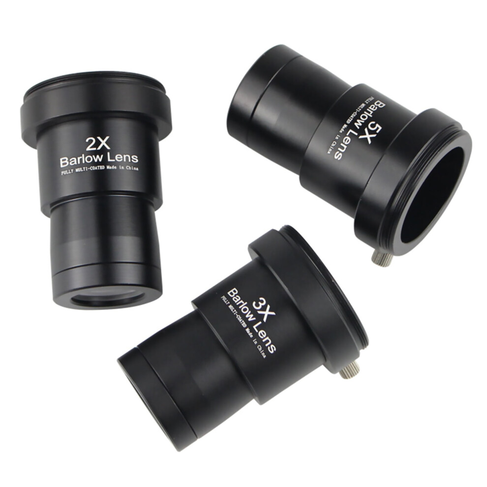 3Pcs Barlow Lens, 2X 3X 5X Eyepiece Lens 1.25 Inch Astronomical Telescope Barlow Lens Black/Green 9159796069799