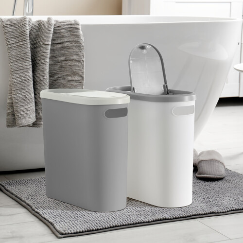 Plastic Bathroom Trash Can with Handles 10L