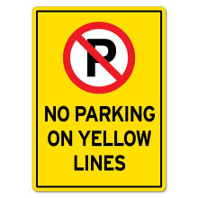 No Parking on Yellow Lines Sign – 8x12 in Metal Tin Warning Sign, Compatible with US Traffic Standards