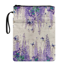 Butterfly Flowers Pattern Book Cover Sleeve with Zipper – Polyester Book Protector & Organizer, Compatible with Standard Books