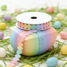 Easter Egg Pattern Craft Ribbon, 10 Yds Pastel Gift Wrapping Ribbon for Cake Boxes, Bouquets & Party Decor – Polyester