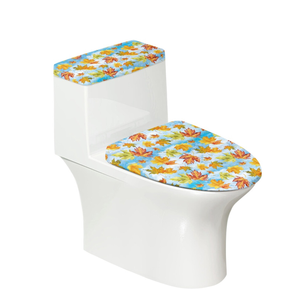 Maple Leaf Pattern Stretch Toilet Lid Cover Adjustable Soft 9336866192841