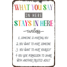Confidentiality Poster Metal Tin Sign, 12x16", Vintage Office Wall Art for Counselors, Therapists & Social Workers