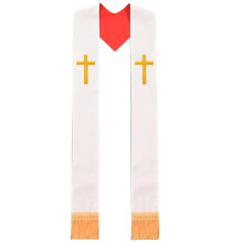 Religious Leader Sash Feature Embroidered Artwork and Decorative Tassels for Elegant Present in Sermons and Event