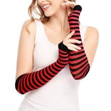 Gloves for women Fingerless Gloves Long Warmer Punk Arm Gothic GlovesGloves Mittens Red + One size