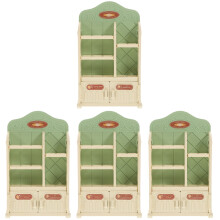 unbranded 4pcs Miniature Simulated Storage Rack Model Mini House Simulation Dining Rack Cabinet Model for Doll House Layout