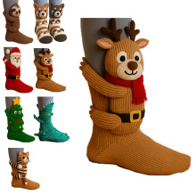 3D Knit Animal Socks – Funny, Warm & Soft Long Stockings, Double-Layer Cotton, Hand-Crocheted, Cozy Fall/Winter & Christmas Gift