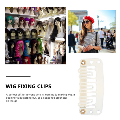Wig Snap Combs Brown 60 Pcs 3.2x2.6x0.3 cm 2