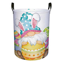 Rabbit Floral Laundry Basket, Oxford Cloth Collapsible Hamper with Bunny & Flower Print – 19.7x15.8", Pastel Room Decor, Compatible with
