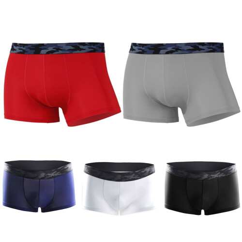 Men's Camo Boxers Briefs with Convex Pouch Elastic 2