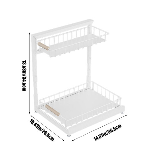 Adjustable Floor-Standing Kitchen Sink Shelf, Multi-Functional Storage Rack for Kitchen & Bathroom, Space-Saving Durable Metal Frame with Pull-Out 1