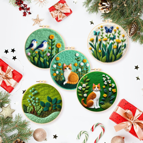 Wool Felt Painting Kit for Beginners with Frame Tools and 2