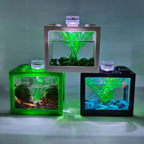 Artificial Mini Aquarium A Sensory Multi Colored LED Swimming Fish Tank with Bubbles 2