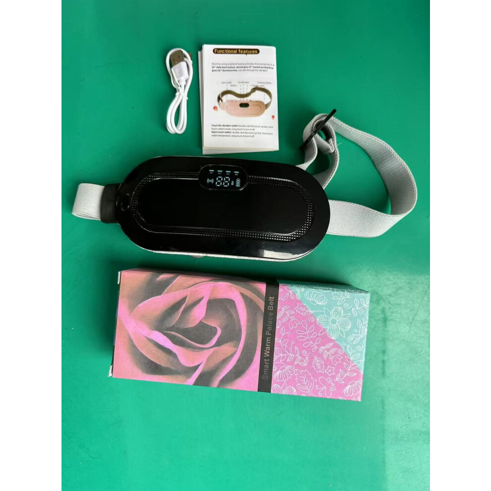 Cordless Heated Massage Belt with 3 Temperature Levels, Wearable & Portable Soothing Wrap for Relaxation and Everyday Comfort,Black Color Box Version