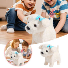 7Pc Robot Plush Electronic Interactive Cats Toy Set, Electric Cat Toy With Leash Wagging Tail Nodding Plush Electric Kitty White-One Size