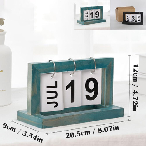 Wooden Standing Flip Calendar Blue 1pc 1