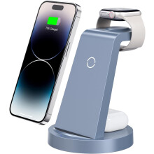 3-in-1 Wireless Charging Station compatible with iPhone 16e/16/15/14/13/12/11/X/Pro/Max, Apple Watch, AirPods 4/3/Pro