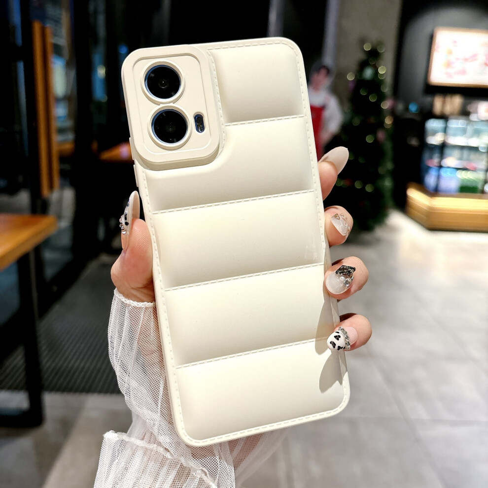 Motorola Moto G 5G (2024) Down Jacket Case Â Shockproof Liquid Silicone Puffer Cover With Corner Protection, Soft Tpu, 6.6", White 9362892506642