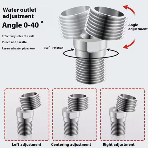 Stainless Steel Adjustable Shower Faucet Angle Adapter 1
