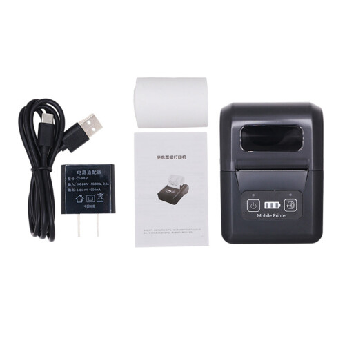 Portable Bluetooth Thermal Printer, 48mm, 0.62lb, for Receipts/Labels/Barcodes, Compatible with Multiple Systems