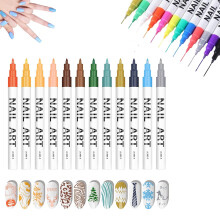 12-Color Nail Art Pens Set, 0.7mm, Quick-Drying & Long-Lasting, Compatible with All Nail Polishes