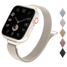 Slim Milanese Loop Band Compatible with Apple Watch 38/40/41/42/44/45/46mm – Stainless Steel Magnetic Mesh Strap for Women