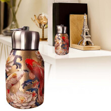 Mini Stainless Steel Thermal Bottle, Vintage Floral Pattern, Leakproof Vacuum Insulated Tumbler Cup – Hot & Cold Travel Mug, Compatible with
