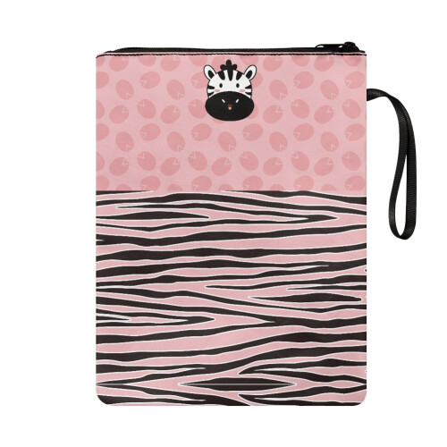 Book Cover with Zip Closure, 300D Polyester, Pink Zebra 1