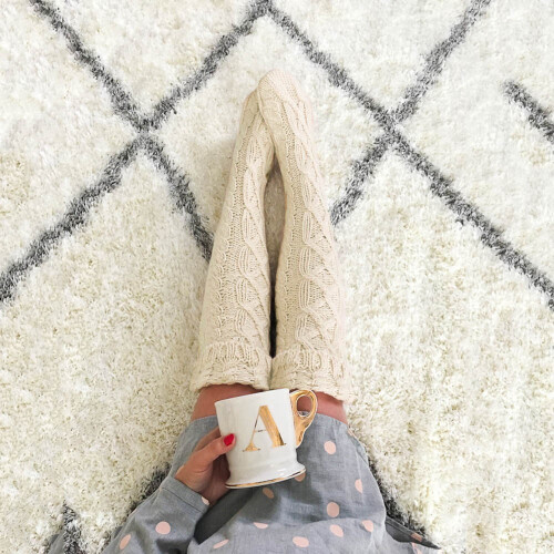 Women's Cotton Thigh-High Socks Beige 1