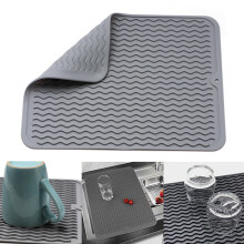 Tapis d'égouttage en silicone résistant à la chaleur pour évier, rectangulaire, antidérapant, pour la cuisine.