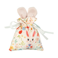 Easter Rabbit Ear Drawstring Bags with Ribbon for Eggs, Cookies, Egg Hunt Party Supplies