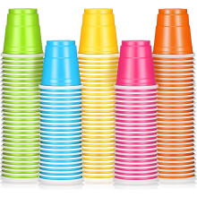 100-Pack 2 oz Plastic Shot Cups for Thanksgiving, Christmas, Wedding – Mini Disposable Party Cups, Beer Tasting & Snacks (Multi Colors)