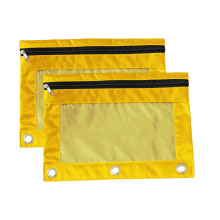 2PCS Transparent PVC Pencil Pouch with Single Zipper, 3 Reinforced Grommets, Large Capacity Clear Binder Case