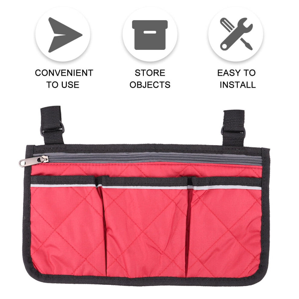 Wheelchairs Recliner Scooter Accessories Handicap Basket Pouch Multi-pockets Side Bag Essential Items Storage