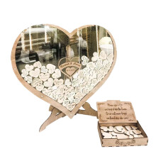 Heart-Shaped Wooden Guest Registry Book – Elegant Desktop Ornament for Rural Weddings, Compatible with Traditional Setup