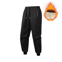 SYMOID Men's Big & Tall Fleece Lined Jogger Pants Black Size 3XL - 100% Polyester, Side Zip Pockets, Drawstring Waist, Warm for Cool Weather