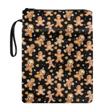 Lightweight Polyester Book Sleeve Cover with Handle for Paperbacks & Notebooks – Compatible with Book Organizers, Gingerbread Men Halloween Design