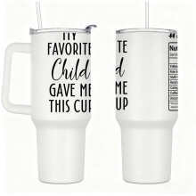 Stainless Steel Insulated Tumbler with Handle, Lid and Straw, Funny Quote Design, Reusable Hot & Cold Travel Cup